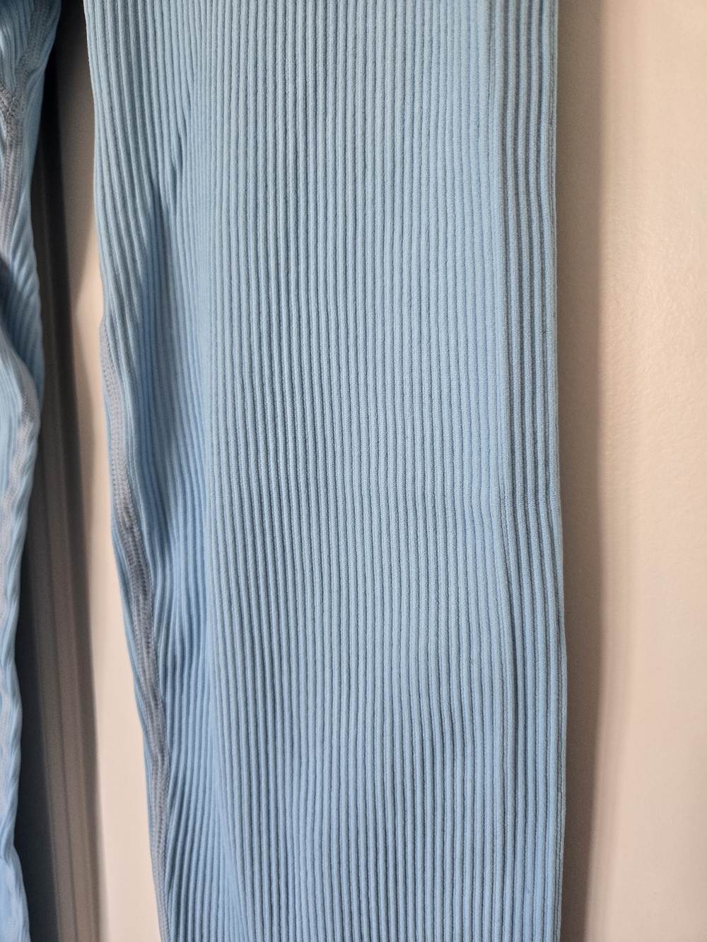 High-Waist Ribbed String Leggings - Blue - Picture 3 of 6